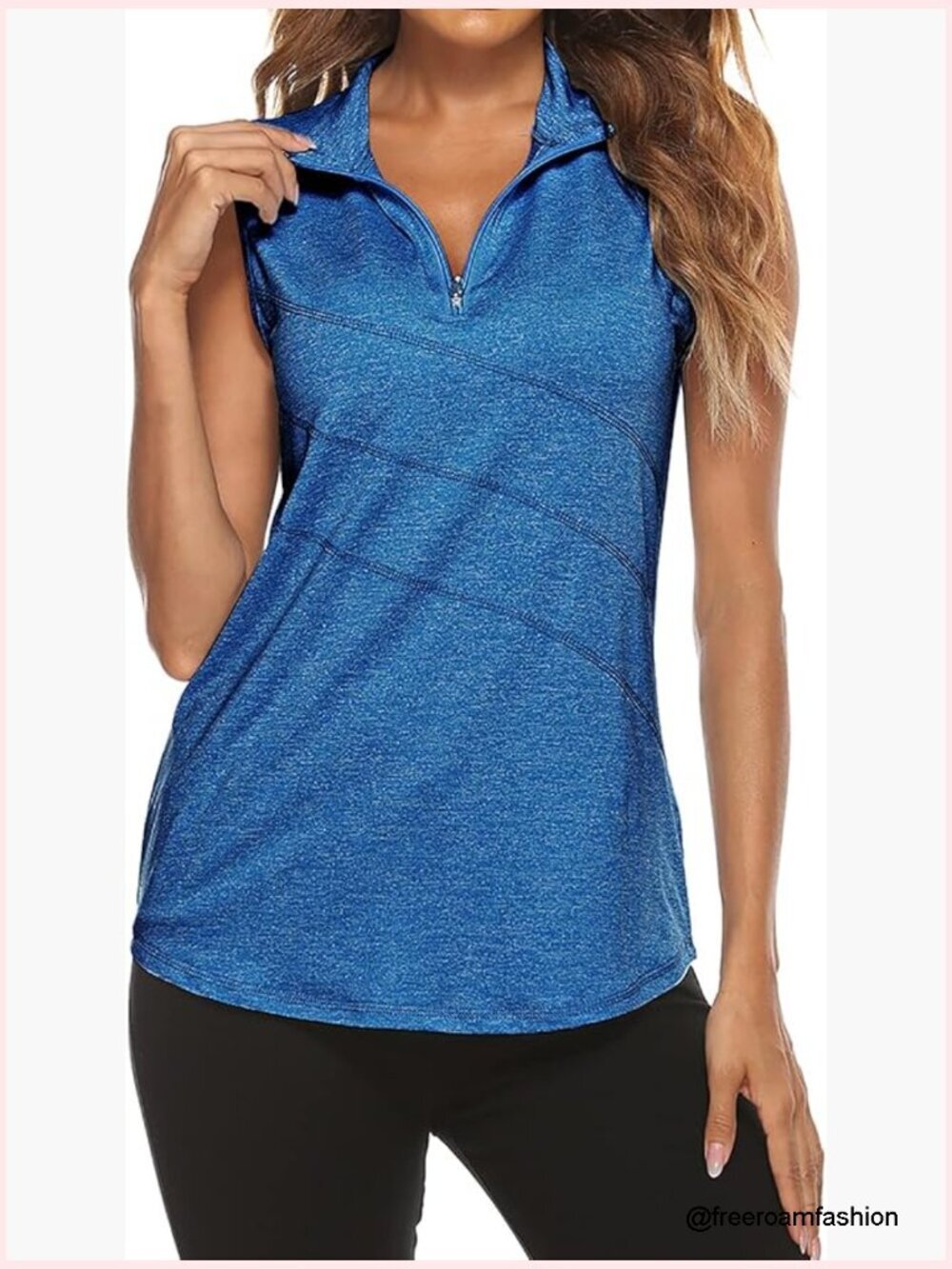 Sleeveless Quarter Zip Golf Polo Tank Top UPF 50+ Moisture Wicking